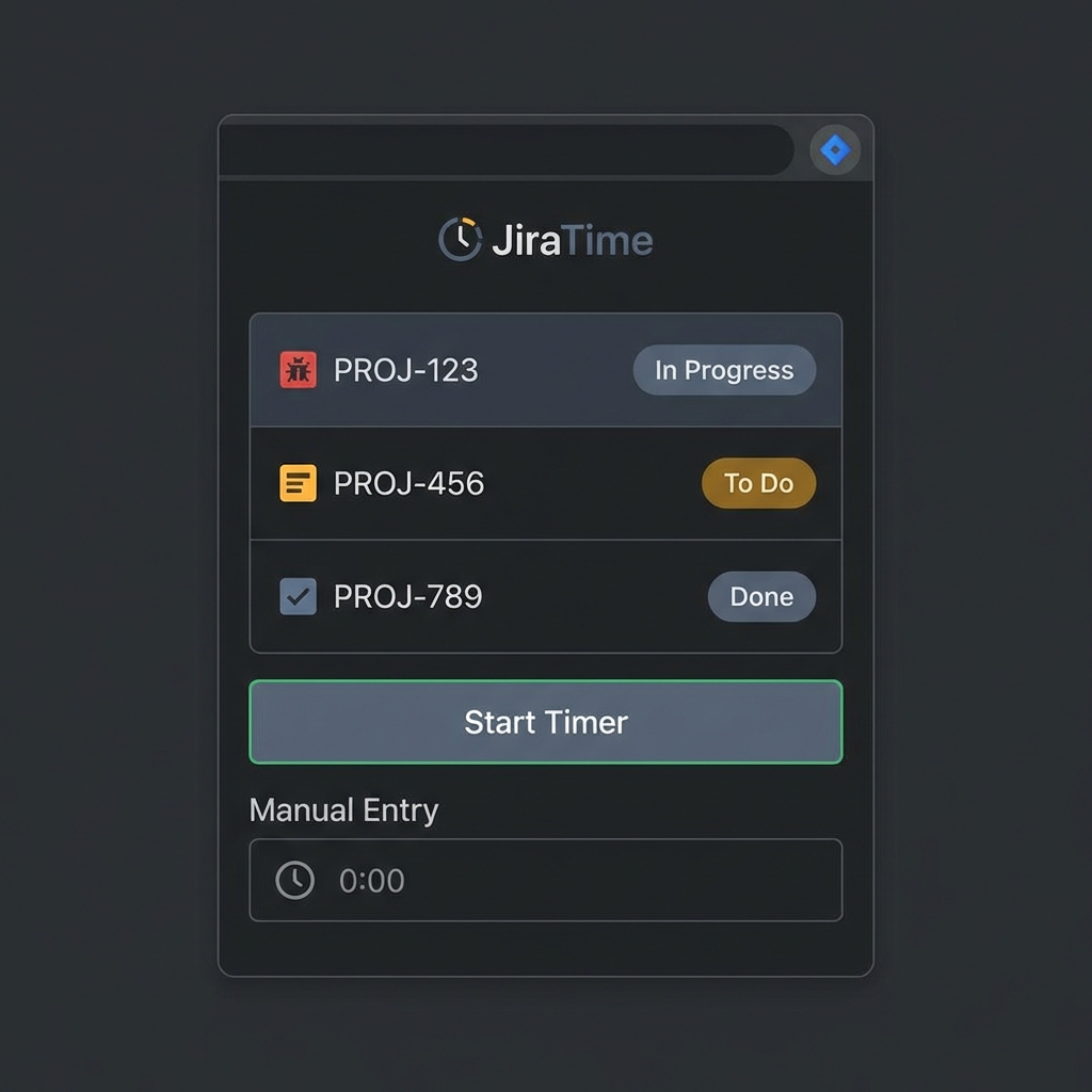 JiraTime Interface Mockup